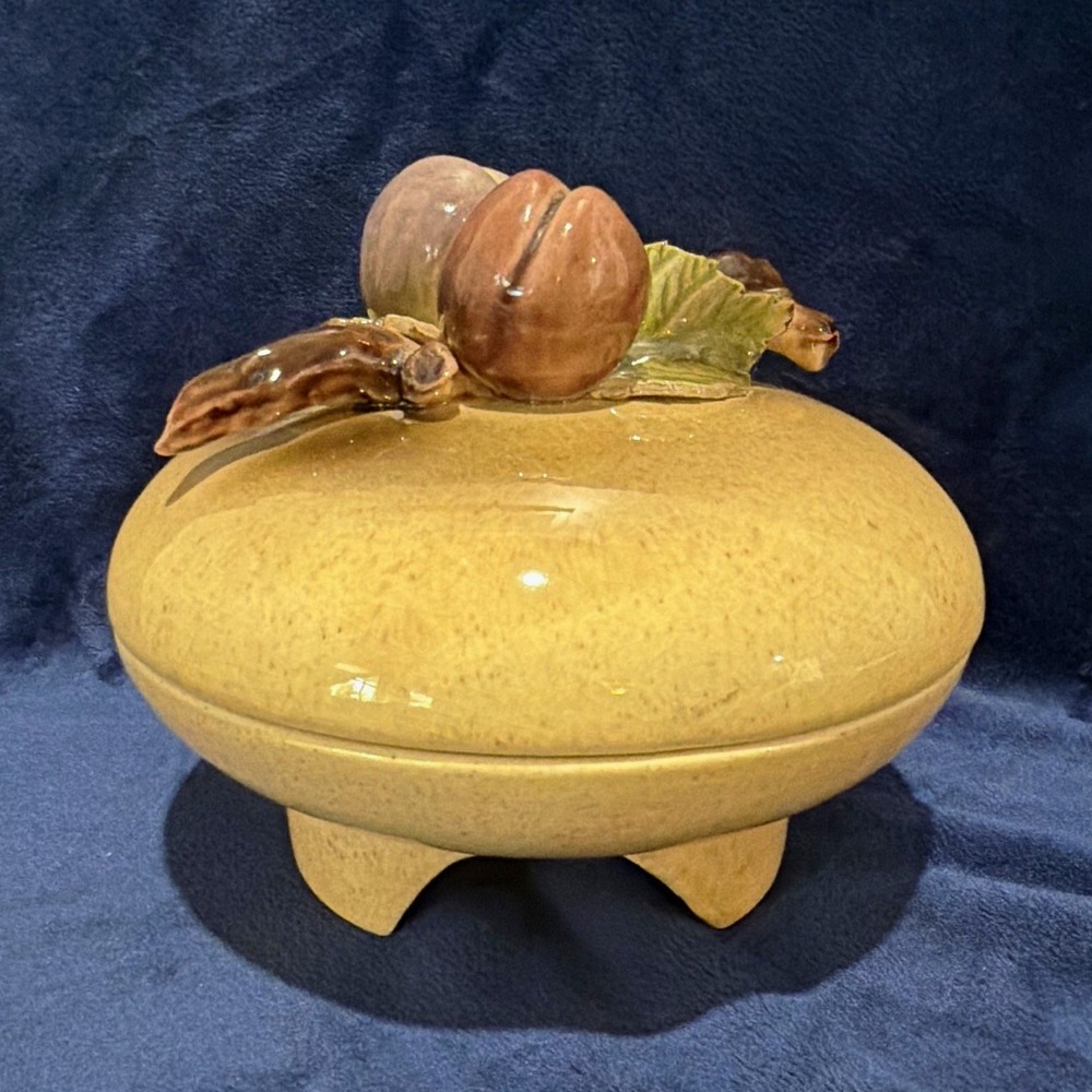VTG Vee Jackson California Pottery Lidded Dish 3D Fruit Mid Century MCM Signed